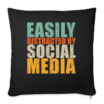 Social Media Spruch - Sofakissen mit Füllung 45 x 45 cm - Schwarz - Vorne