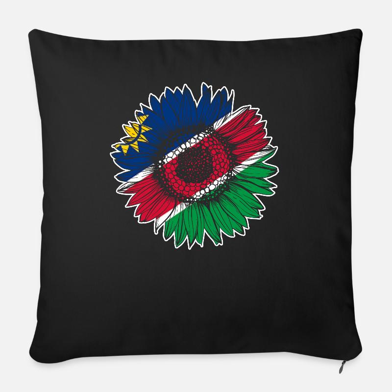 Namibia Flagge Sonnenblume - Sofakissen mit Füllung 45 x 45 cm - Schwarz