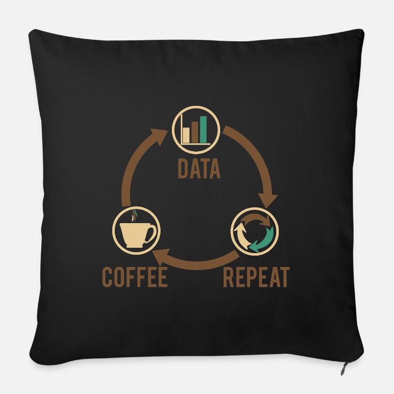 Daten Kaffee - Sofakissen mit Füllung 45 x 45 cm - Schwarz