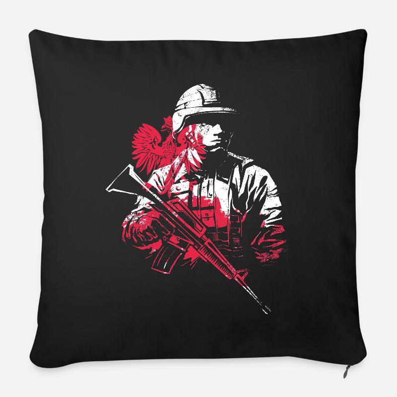 Pologne Trooper - Coussin et housse de 45 x 45 cm - noir