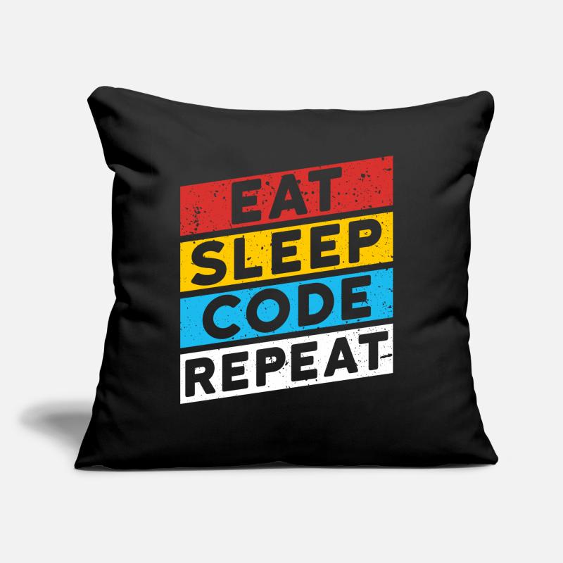 CODE CODER CODAGE Disant | RÉPÉTER LE CODE EAT SLEEP Coussin et housse de 45 x 45 cm