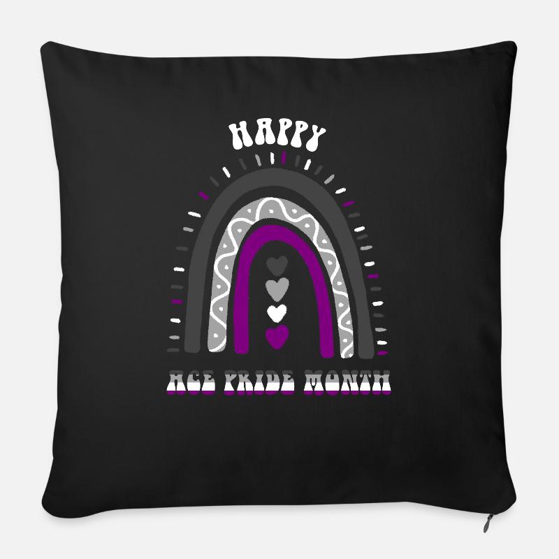 Happy Ace Pride Month Asexual Boho Rainbow - Sofa pillow with filling 45cm x 45cm - black
