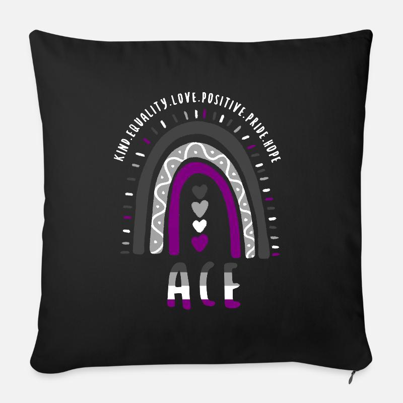 Ace Pride Boho Arc-en-ciel - Coussin et housse de 45 x 45 cm - noir