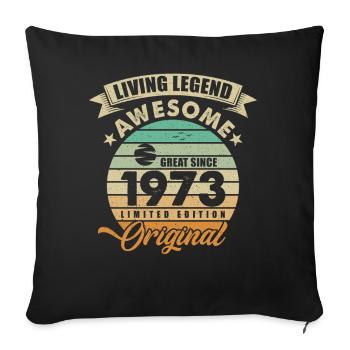 1973 Anniversaire Retro Orginal - Coussin et housse de 45 x 45 cm - noir - Devant