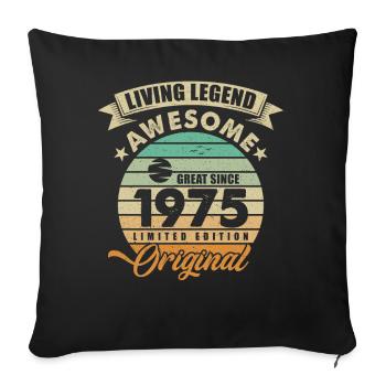 1975 Anniversaire Retro Orginal - Coussin et housse de 45 x 45 cm - noir - Devant