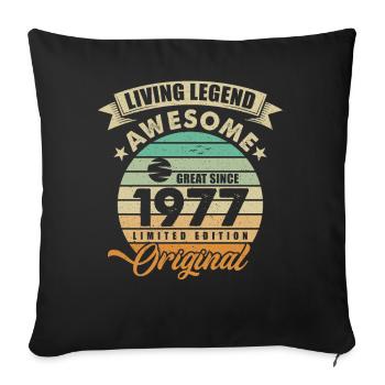 1977 Anniversaire Retro Orginal - Coussin et housse de 45 x 45 cm - noir - Devant