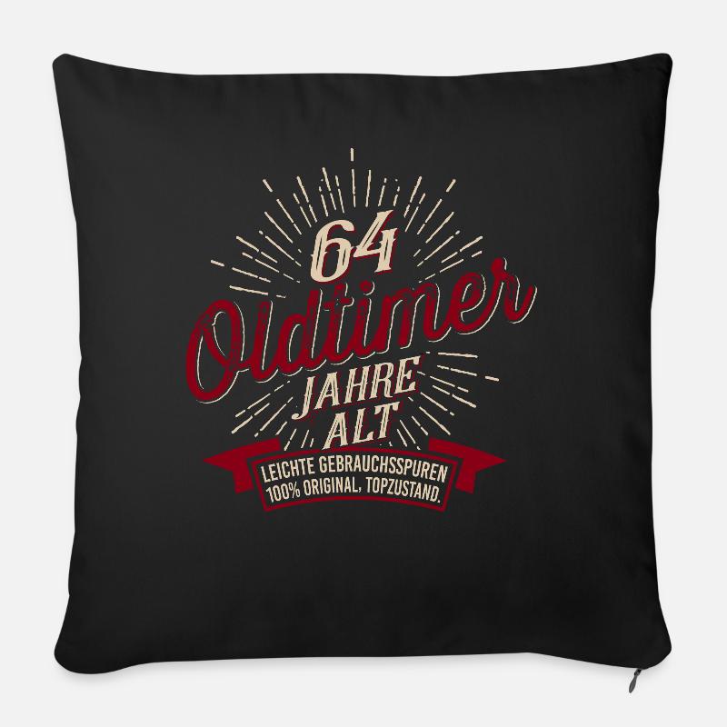64. Geburtstag Oldtimer - Sofakissen mit Füllung 45 x 45 cm - Schwarz