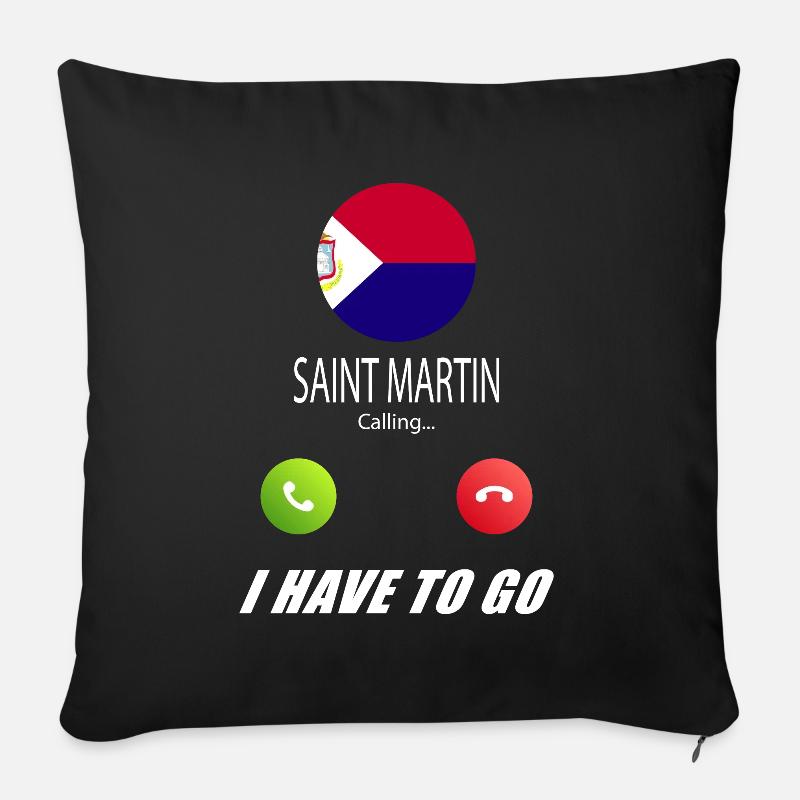 St. Martin ruft an Lusiger Flaggen Spruch - Sofakissen mit Füllung 45 x 45 cm - Schwarz