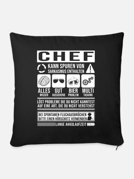 Chef Spruch lustig - Sofakissen mit Füllung 45 x 45 cm - Schwarz