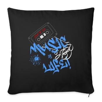 Music is life - Sofakissen mit Füllung 45 x 45 cm - Schwarz - Vorne