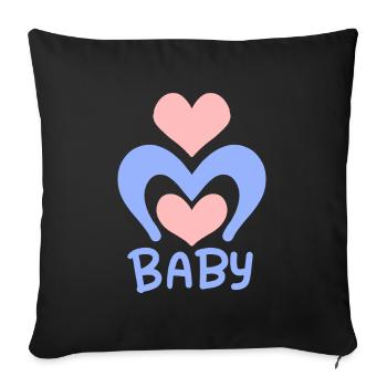Baby Heart - Corps de bébé - Coussin et housse de 45 x 45 cm - noir - Devant