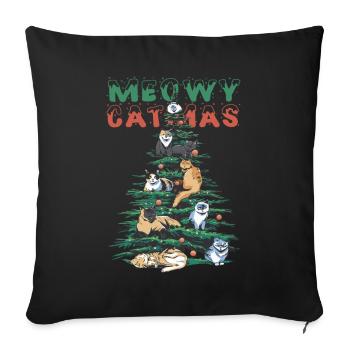 Meowy catmas Cute Christmas Kitty Cat Holiday - Sofa pillow with filling 45cm x 45cm - black - Front