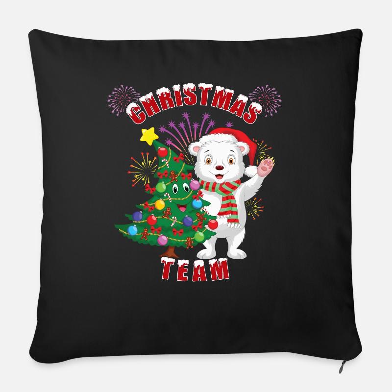 Weihnachtliches Eisbärchen mit Weihnachtsbaum - Sofakissen mit Füllung 45 x 45 cm - Schwarz