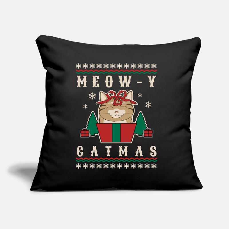 Meow-Y Catmas - Pull de Noël avec chat Coussin et housse de 45 x 45 cm