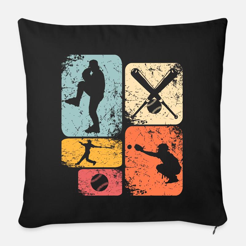 Baseball - Sofakissen mit Füllung 45 x 45 cm - Schwarz