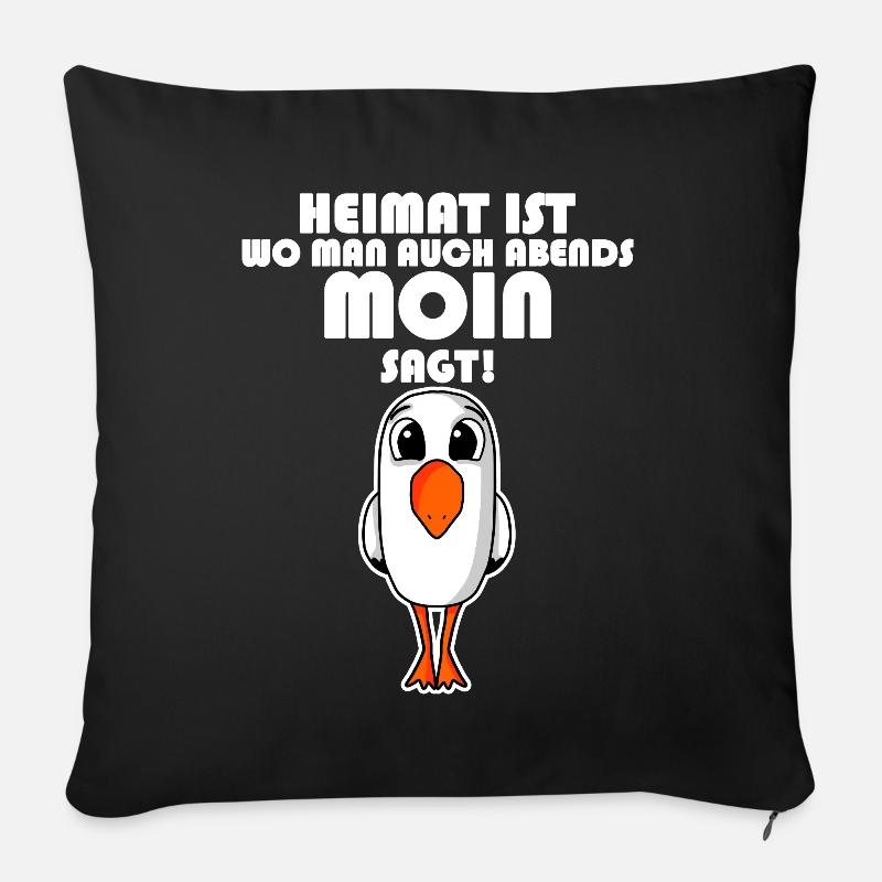Nordsee Plattdeutsch Spruch Moin Möwe - Sofakissen mit Füllung 45 x 45 cm - Schwarz