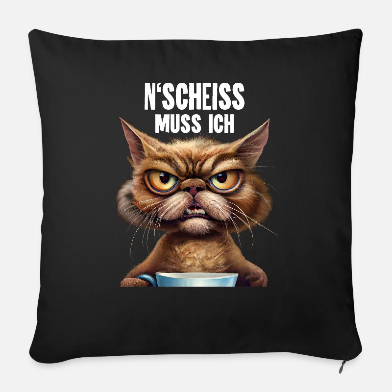 Katze Kaffee Lustige Sprüche - Sofakissen mit Füllung 45 x 45 cm - Schwarz