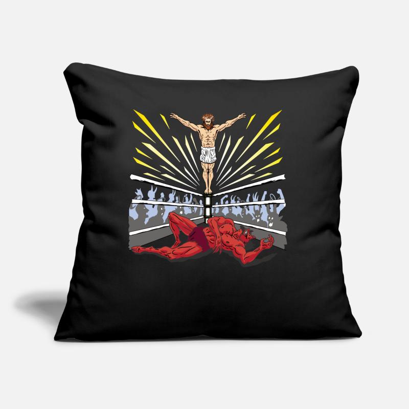 Merch de lutte Jesus Devil Comic Religion Outfit Coussin et housse de 45 x 45 cm