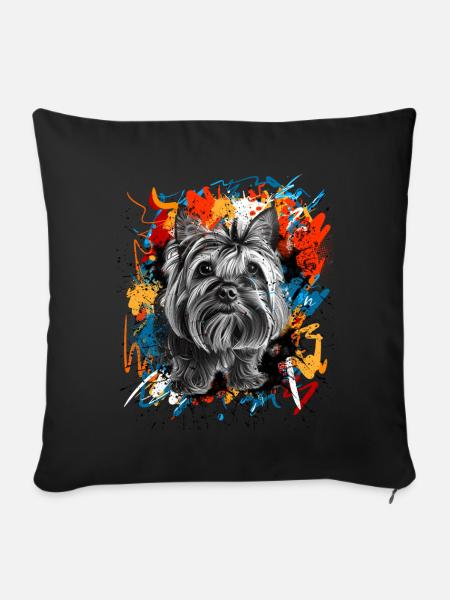 Yorkshire Terrier - Sofakissen mit Füllung 45 x 45 cm - Schwarz