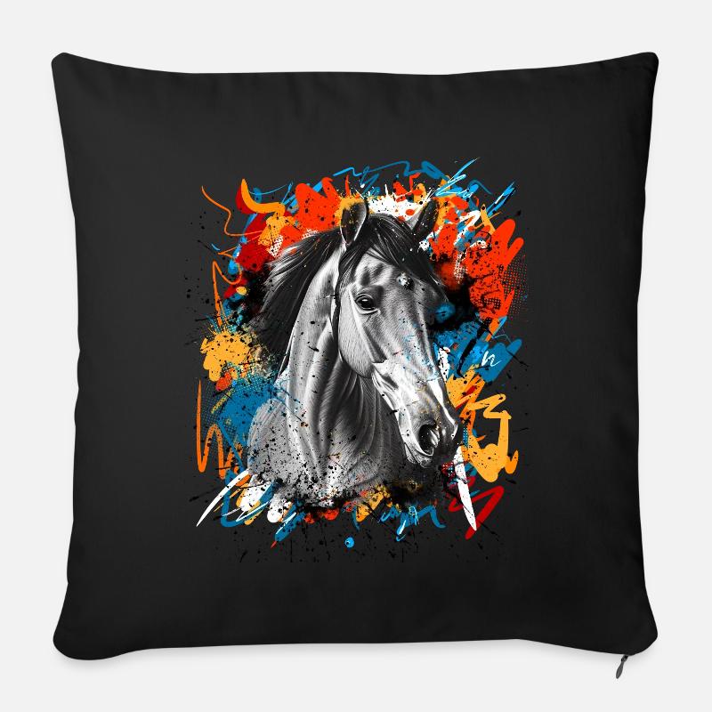 Pferd - Sofakissen mit Füllung 45 x 45 cm - Schwarz