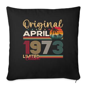 50e anniversaire homme April Né en 1973 Original - Coussin et housse de 45 x 45 cm - noir - Devant