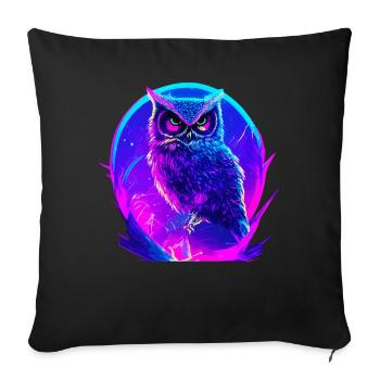 Leuchtende Eule Vogel Neon Kunstwerk - Sofakissen mit Füllung 45 x 45 cm - Schwarz - Vorne