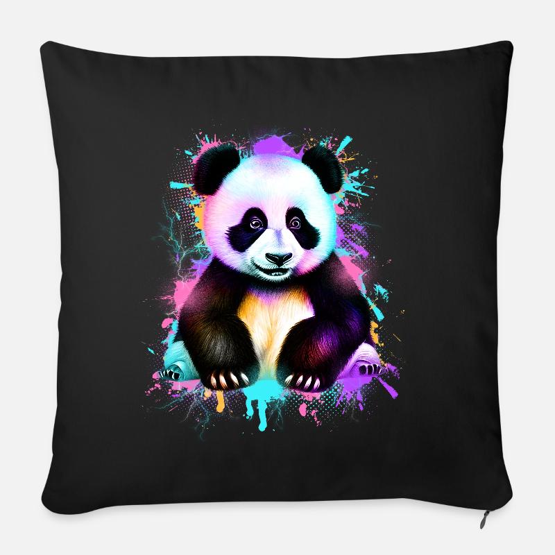 Panda - Sofakissen mit Füllung 45 x 45 cm - Schwarz
