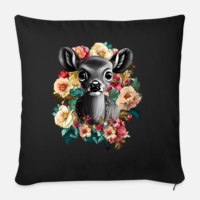 Reh - Sofakissen mit Füllung 45 x 45 cm - Schwarz