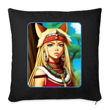 Cool Anime Manga Girl Comic Style - Sofa pillow with filling 45cm x 45cm - black - Front