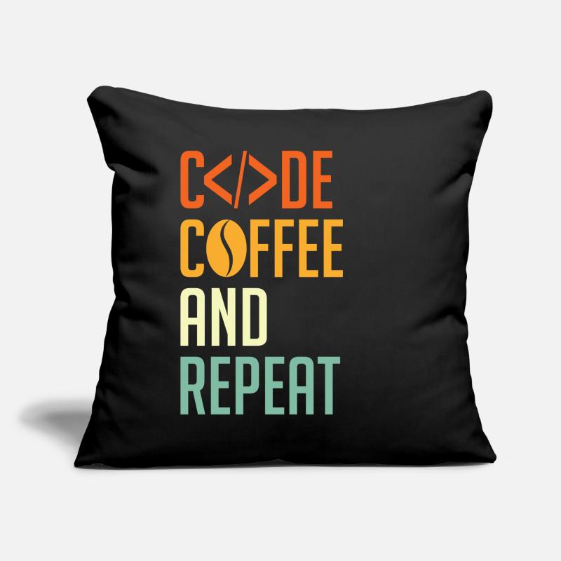 Codeur Spruch Code Café et Répéter Coussin et housse de 45 x 45 cm