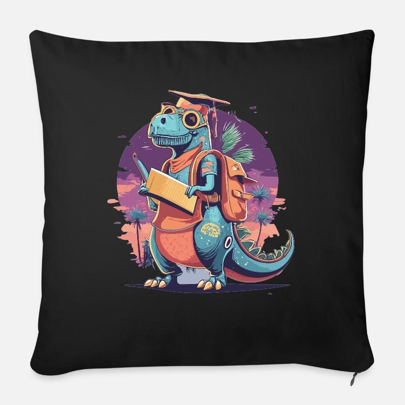 Einschulung Dinosaurier Schulkind Trex - Sofakissen mit Füllung 45 x 45 cm - Schwarz