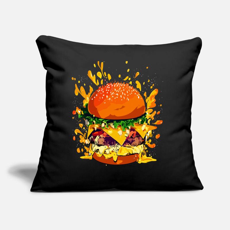 Cheeseburger extravagant avec éclaboussures de fromage Coussin et housse de 45 x 45 cm