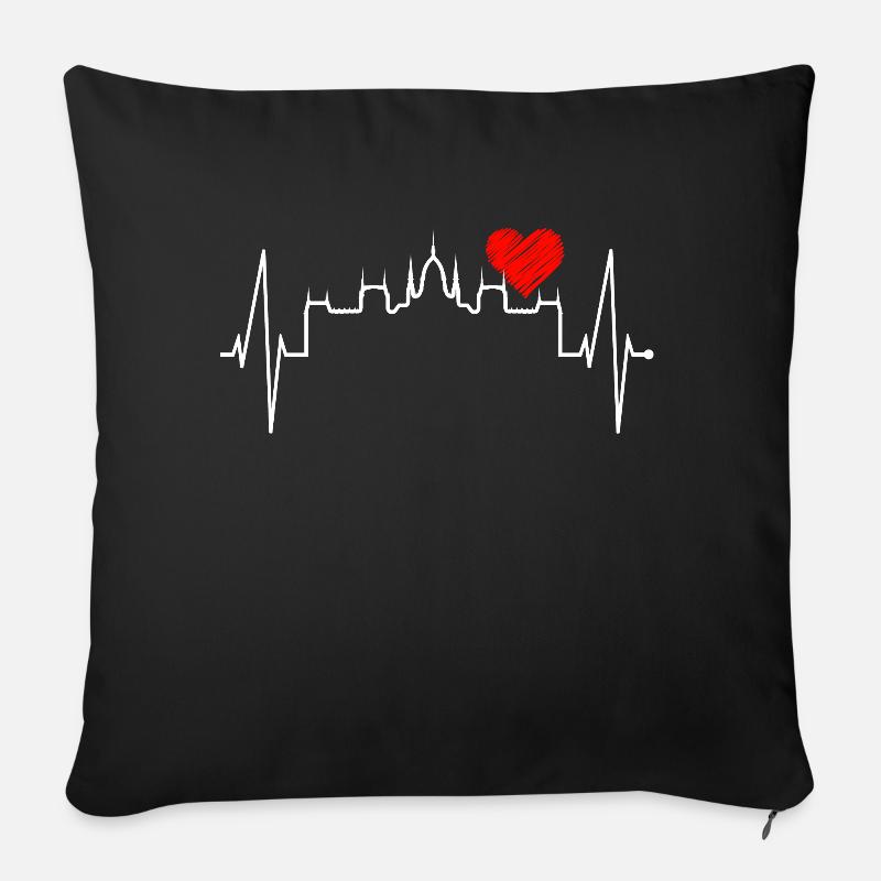 Budapest Skyline Herzschlag Ungarn Herz Budapester - Sofakissen mit Füllung 45 x 45 cm - Schwarz