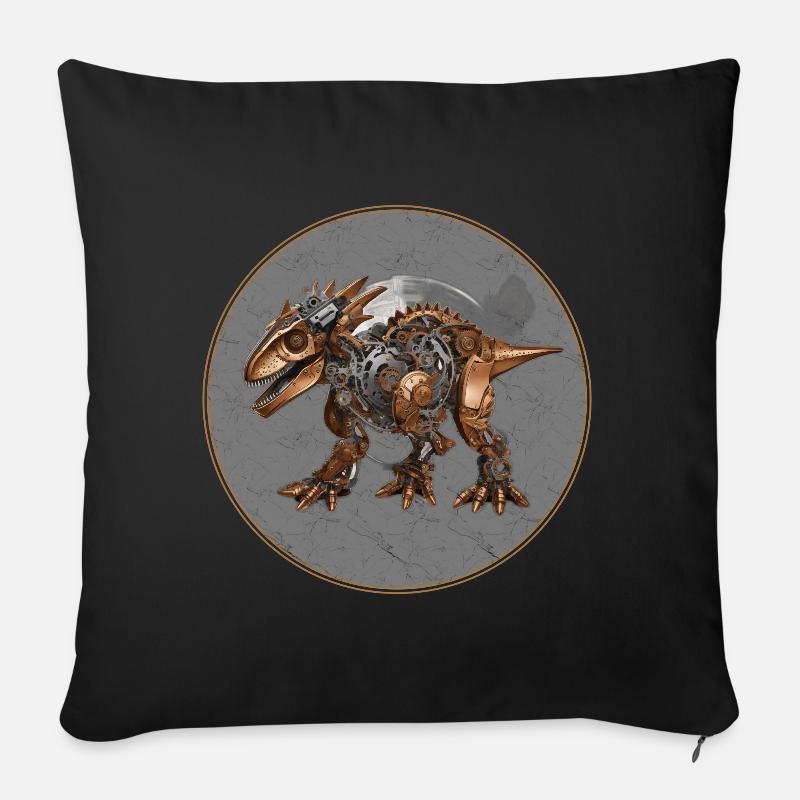 Steampunk-Dinosaurier - Sofakissen mit Füllung 45 x 45 cm - Schwarz