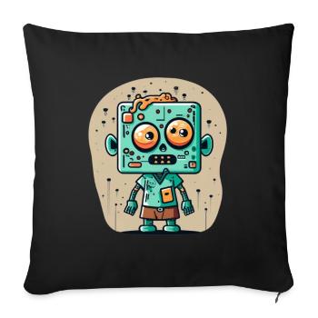 Cute zombie with a square head - Sofa pillow with filling 45cm x 45cm - black - Front