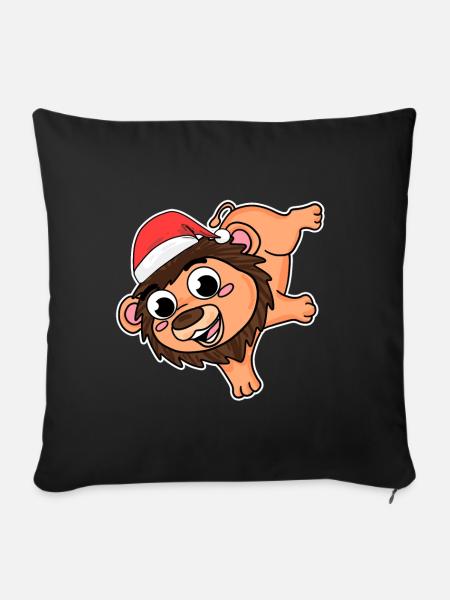 Löwe Weihnachten - Sofakissen mit Füllung 45 x 45 cm - Schwarz