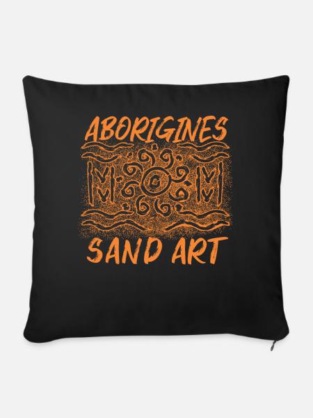 Aborigines Sand Art - Sofakissen mit Füllung 45 x 45 cm - Schwarz