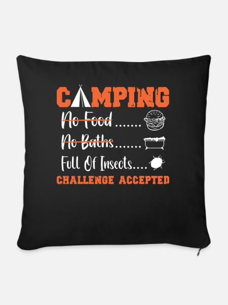 camping Challenge accepted - Sofakissen mit Füllung 45 x 45 cm - Schwarz