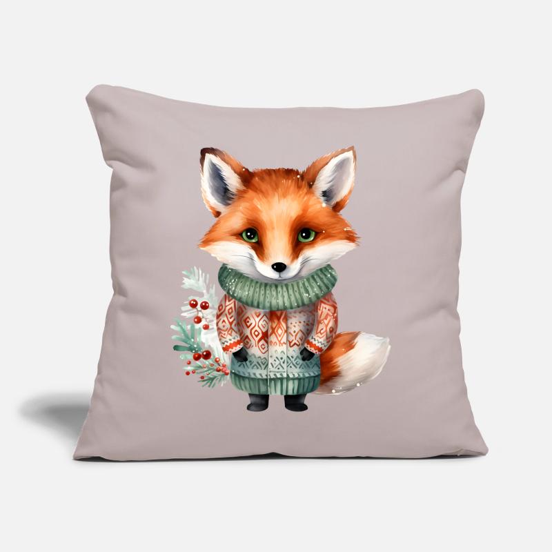 Winterfuchs im Pullover Sofakissen mit Füllung 45 x 45 cm