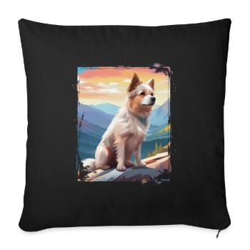 Wanderung mit meinem Vierbeiner Hund - Sofakissen mit Füllung 45 x 45 cm - Schwarz - Vorne