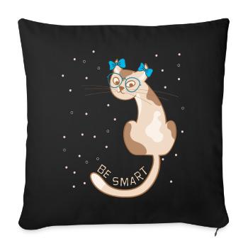 Cat, be smart - Sofa pillow with filling 45cm x 45cm - black - Front
