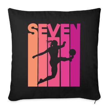 Joueuse de football 7e anniversaire - Coussin et housse de 45 x 45 cm - noir - Devant