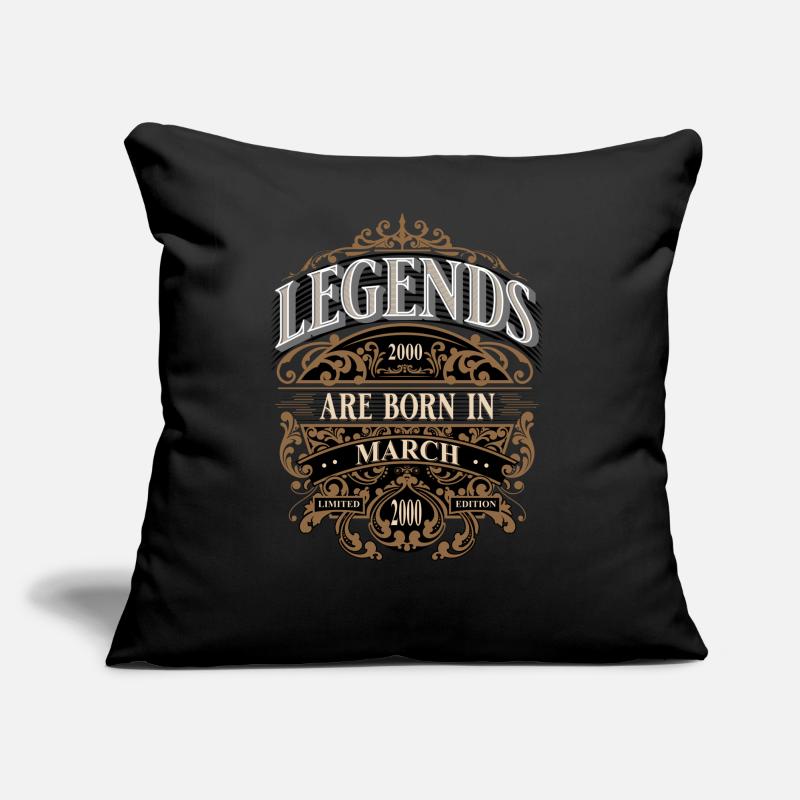 2000 Mars Naissance Anniversaire Année de naissance Coussin et housse de 45 x 45 cm