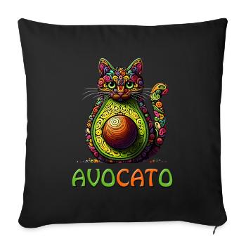 AVOCATO A FUNNY COLORFUL FUSION OF CAT AND AVOCADO - Sofa pillow with filling 45cm x 45cm - black - Front