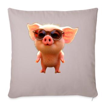 Schwein Hausschwein Schweine Ferkel Schweinchen - Sofakissen mit Füllung 45 x 45 cm - helles Taupe - Vorne