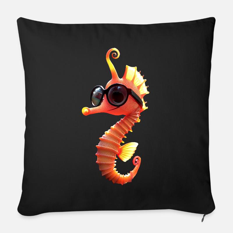 Seepferdchen Aquarist Angler Süßes Seepferdchen - Sofakissen mit Füllung 45 x 45 cm - Schwarz