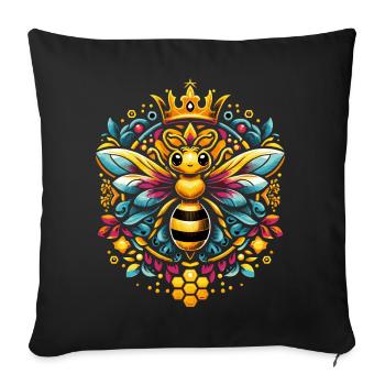 Vibrant, colorful queen bee motif - Sofa pillow with filling 45cm x 45cm - black - Front