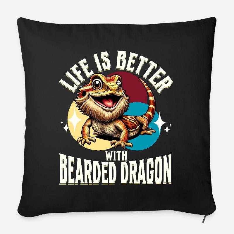 Bartagame Bartagamen Bearded Dragon - Sofakissen mit Füllung 45 x 45 cm - Schwarz