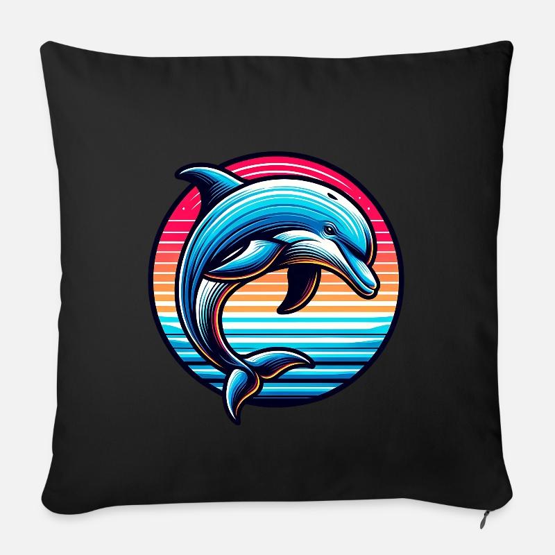 Dolphin - Sofa pillow with filling 45cm x 45cm - black