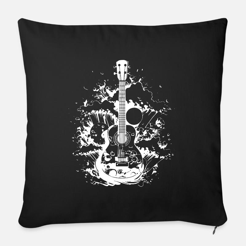 Ukulele Zeichnung - Sofakissen mit Füllung 45 x 45 cm - Schwarz